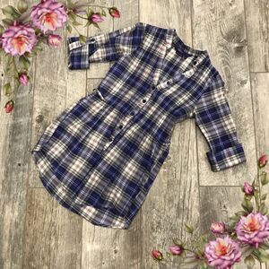 Miley Cyrus MaXazria plaid button down shirt / tunic